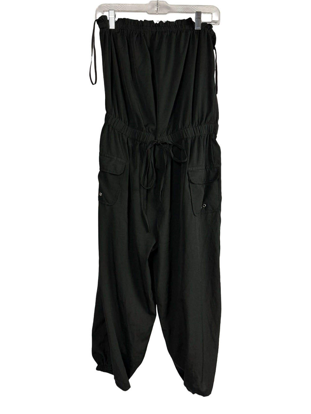 Thread Story Black Strapless Cargo Jumpsuit Drawstring Romper Large